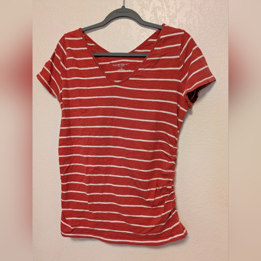 Liz Lange for Target Red and White Striped Short Sleeve Tee